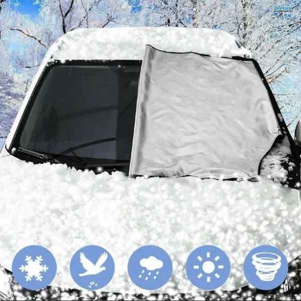 Защитный двухсторонний чехол / накидка с присосками на лобовое стекло Winter Windshield Cover 140 х 70 см (размер L) (защита от снега / льда / пыли / солнца)